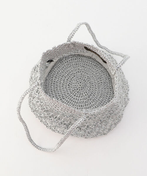 NOLLEY’S(ノーリーズ)の「【BAGMATI/バグマティ】メタリック編みミニバッグ(かごバッグ・レディース・ブラック/シルバー・FREE)」の5枚目の写真