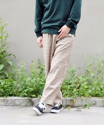 【BLUE STANDARD】チェックパンツ ワイドシルエット イージーパンツ仕様