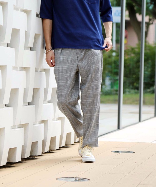 Blue Standard (ブルースタンダード)の「【BLUE STANDARD】チェックパンツ ワイドシルエット イージーパンツ仕様(その他パンツ・メンズ・ベージュ/ネイビー/グレー/イエロー・MEDIUM/LARGE/X-LARGE)」の2枚目の写真