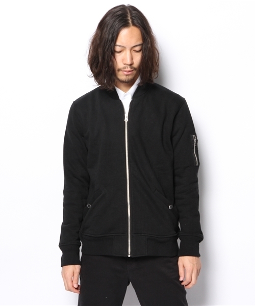 WEGO（ウィゴー）の「WEGO/スウェットMA-1（ミリタリージャケット・メンズ・ブラック/ネイビー/グレー・MEDIUM/LARGE）」の9枚目の写真