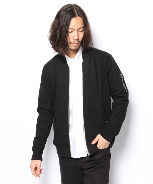 WEGO（ウィゴー）の「WEGO/スウェットMA-1（ミリタリージャケット・メンズ・ブラック/ネイビー/グレー・MEDIUM/LARGE）」の12枚目の写真