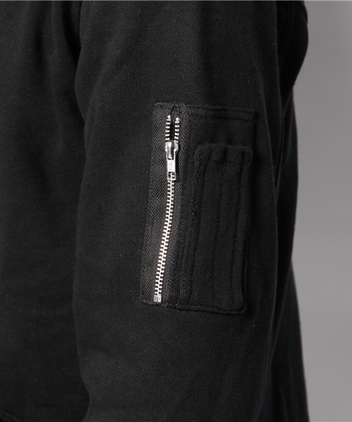 WEGO（ウィゴー）の「WEGO/スウェットMA-1（ミリタリージャケット・メンズ・ブラック/ネイビー/グレー・MEDIUM/LARGE）」の6枚目の写真