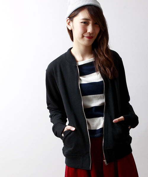 WEGO（ウィゴー）の「WEGO/スウェットMA-1（ミリタリージャケット・メンズ・ブラック/ネイビー/グレー・MEDIUM/LARGE）」の14枚目の写真