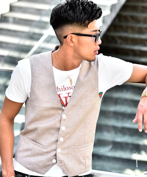 JOKER（ジョーカー）の「かすれ織りジレ フォーマル【セットアップ対象アイテムあり】（ベスト・メンズ・ベージュ/チャコール/グレー・XL/L/M）」の3枚目の写真