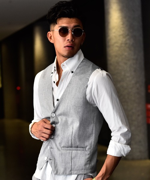 JOKER（ジョーカー）の「かすれ織りジレ フォーマル【セットアップ対象アイテムあり】（ベスト・メンズ・ベージュ/チャコール/グレー・XL/L/M）」の10枚目の写真