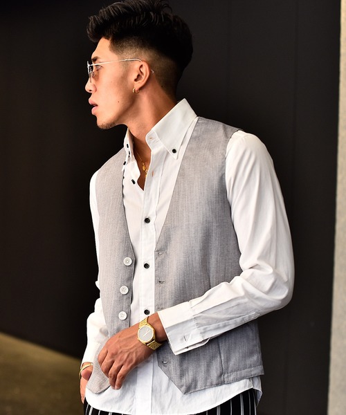 JOKER（ジョーカー）の「かすれ織りジレ フォーマル【セットアップ対象アイテムあり】（ベスト・メンズ・ベージュ/チャコール/グレー・XL/L/M）」の12枚目の写真