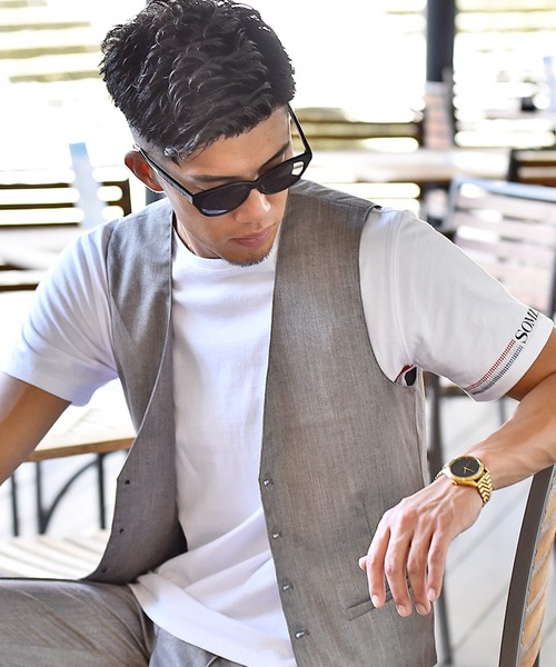 JOKER（ジョーカー）の「かすれ織りジレ フォーマル【セットアップ対象アイテムあり】（ベスト・メンズ・ベージュ/チャコール/グレー・XL/L/M）」の7枚目の写真