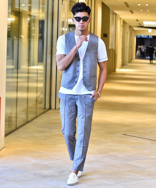 JOKER（ジョーカー）の「かすれ織りジレ フォーマル【セットアップ対象アイテムあり】（ベスト・メンズ・ベージュ/チャコール/グレー・XL/L/M）」の15枚目の写真