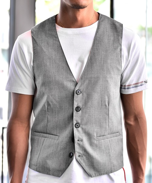 JOKER（ジョーカー）の「かすれ織りジレ フォーマル【セットアップ対象アイテムあり】（ベスト・メンズ・ベージュ/チャコール/グレー・XL/L/M）」の11枚目の写真