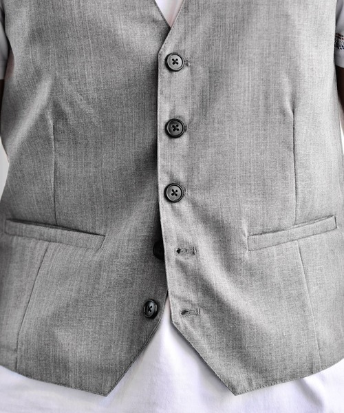 JOKER（ジョーカー）の「かすれ織りジレ フォーマル【セットアップ対象アイテムあり】（ベスト・メンズ・ベージュ/チャコール/グレー・XL/L/M）」の5枚目の写真