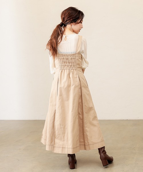 natural couture（ナチュラルクチュール）の「【WEB限定カラー有り】配色ステッチジャンスカ（ジャンパースカート・レディース・ブラウン/ブルー系その他/ベージュ・FREE）」の17枚目の写真