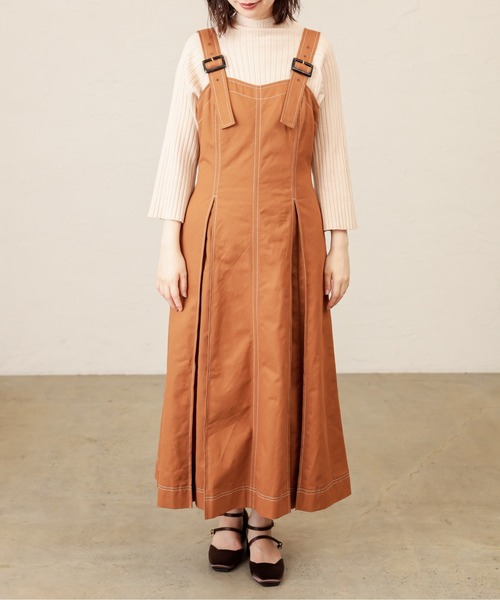 natural couture（ナチュラルクチュール）の「【WEB限定カラー有り】配色ステッチジャンスカ（ジャンパースカート・レディース・ブラウン/ブルー系その他/ベージュ・FREE）」の20枚目の写真