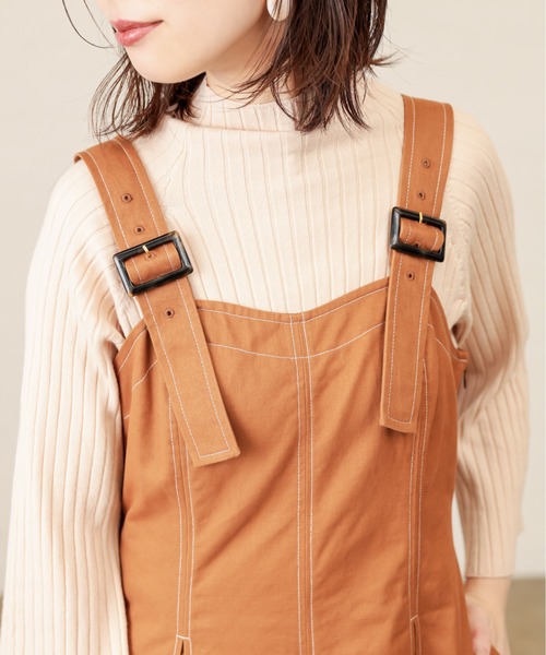 natural couture（ナチュラルクチュール）の「【WEB限定カラー有り】配色ステッチジャンスカ（ジャンパースカート・レディース・ブラウン/ブルー系その他/ベージュ・FREE）」の18枚目の写真