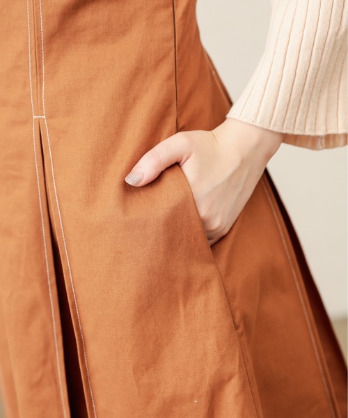 natural couture（ナチュラルクチュール）の「【WEB限定カラー有り】配色ステッチジャンスカ（ジャンパースカート・レディース・ブラウン/ブルー系その他/ベージュ・FREE）」の11枚目の写真