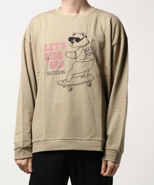 STYLEBLOCK（スタイルブロック）の「裏毛イラストグラフィックプリントビッグスウェット（スウェット・メンズ・ブラック/ベージュ系その他/ブラック系その他2/パープル/ホワイト/ベージュ/パープル系その他/グレー/ブラック系その他・M/L/LL）」の7枚目の写真