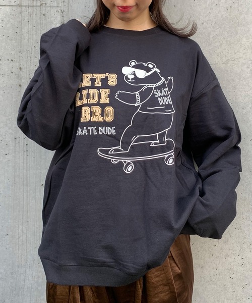 STYLEBLOCK（スタイルブロック）の「裏毛イラストグラフィックプリントビッグスウェット（スウェット・メンズ・ブラック/ベージュ系その他/ブラック系その他2/パープル/ホワイト/ベージュ/パープル系その他/グレー/ブラック系その他・M/L/LL）」の4枚目の写真