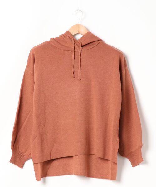 KOBE LETTUCE(コウベレタス)の「サイドスリットフーディニットトップス(ニット/セーター・レディース・アイボリー/チャコール/オレンジ/オリーブ/グレイッシュベージュ/パープル/ブラック・FREE)」の17枚目の写真