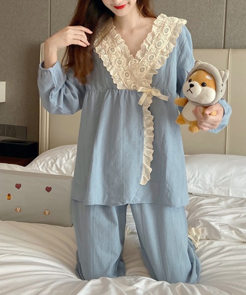 Elcy カシュクール刺繍フリルルームウェアセットアップ ルームウェア パジャマ Leja レジャ のファッション通販 Zozotown Elcy カシュクール刺繍フリルルームウェアセットアップ ルームウェア パジャマ Leja レジャ のファッション通販 Zozotown