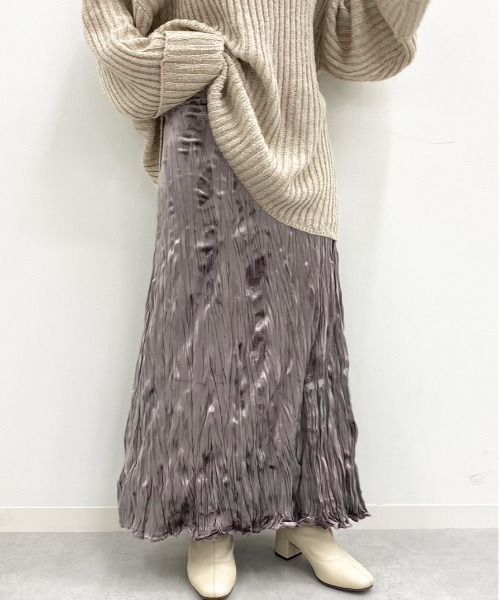 apres jour mignon(アプレジュールミニョン)の「ワッシャーベロアスカート【ZOZOTOWN限定アイテム】(スカート・レディース・ダークブラウン/ベージュ/ラベンダー・X-LARGE/フリー)」の15枚目の写真
