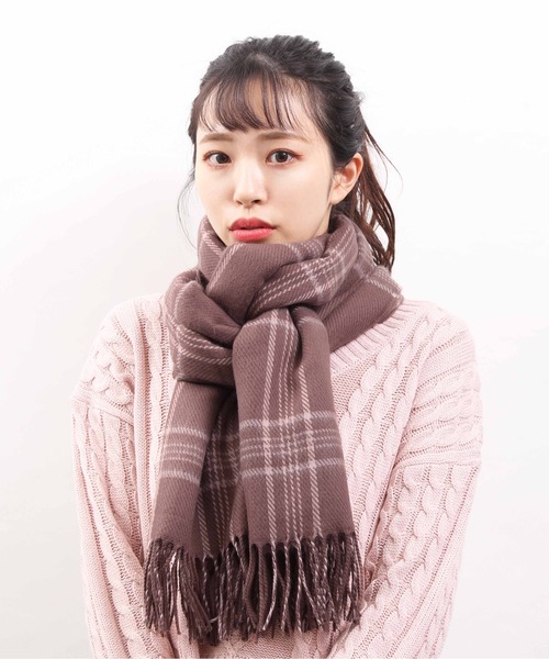 WC(ダブル シー)の「WC/ガーリーチェックストール(ストール/ショール・レディース・ピンク/ブラウン・FREE)」の3枚目の写真