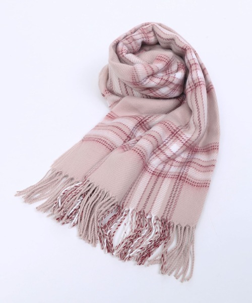 WC(ダブル シー)の「WC/ガーリーチェックストール(ストール/ショール・レディース・ピンク/ブラウン・FREE)」の4枚目の写真