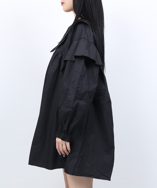 WC（ダブル シー）の「WC/ビッグ襟ロングスリーブシャツワンピース（シャツワンピース・レディース・ホワイト/ブラック・FREE）」の3枚目の写真