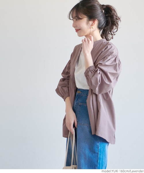 coca(coca)(コカ)の「バルーンスリーブギャザーブラウス(シャツ/ブラウス・レディース・ホワイト/ラベンダー・ONE SIZE)」の7枚目の写真