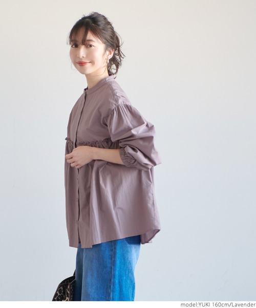 coca(coca)(コカ)の「バルーンスリーブギャザーブラウス(シャツ/ブラウス・レディース・ホワイト/ラベンダー・ONE SIZE)」の4枚目の写真