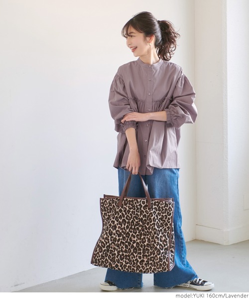coca(coca)(コカ)の「バルーンスリーブギャザーブラウス(シャツ/ブラウス・レディース・ホワイト/ラベンダー・ONE SIZE)」の5枚目の写真