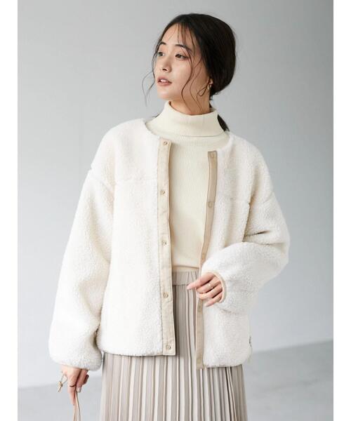 CRAFT STANDARD BOUTIQUE(クラフトスタンダードブティック)の「ボアジャケット〇*(ブルゾン・レディース・グレー/オフホワイト・M/L)」の3枚目の写真