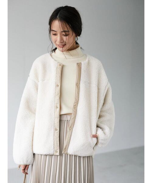 CRAFT STANDARD BOUTIQUE(クラフトスタンダードブティック)の「ボアジャケット〇*(ブルゾン・レディース・グレー/オフホワイト・M/L)」の7枚目の写真