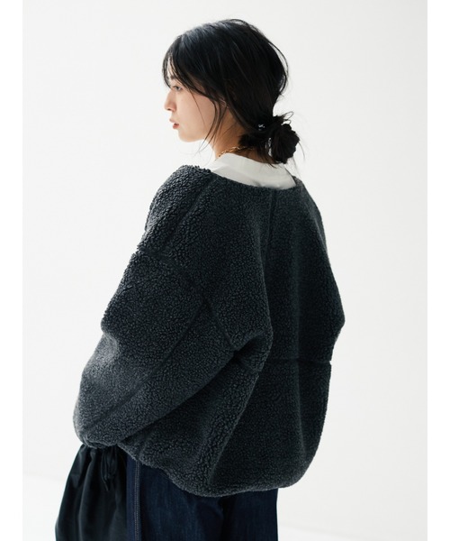 CRAFT STANDARD BOUTIQUE(クラフトスタンダードブティック)の「ボアジャケット〇*(ブルゾン・レディース・グレー/オフホワイト・M/L)」の2枚目の写真
