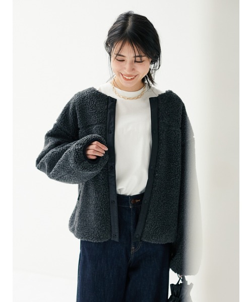 CRAFT STANDARD BOUTIQUE(クラフトスタンダードブティック)の「ボアジャケット〇*(ブルゾン・レディース・グレー/オフホワイト・M/L)」の21枚目の写真