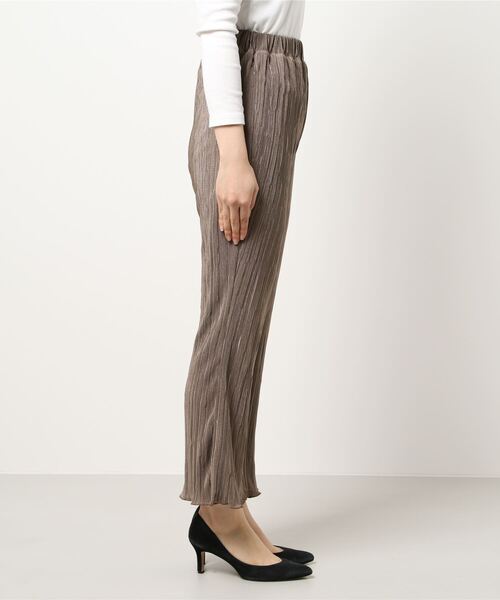 ウエストゴムサテンミニプリーツロングパンツ