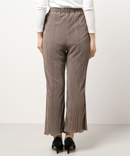 ウエストゴムサテンミニプリーツロングパンツ