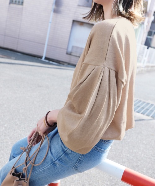 reca（レカ）の「ボリューム袖クルーネックニット（ニット/セーター・レディース・ベージュ/アイボリー/ラベンダー・M）」の8枚目の写真