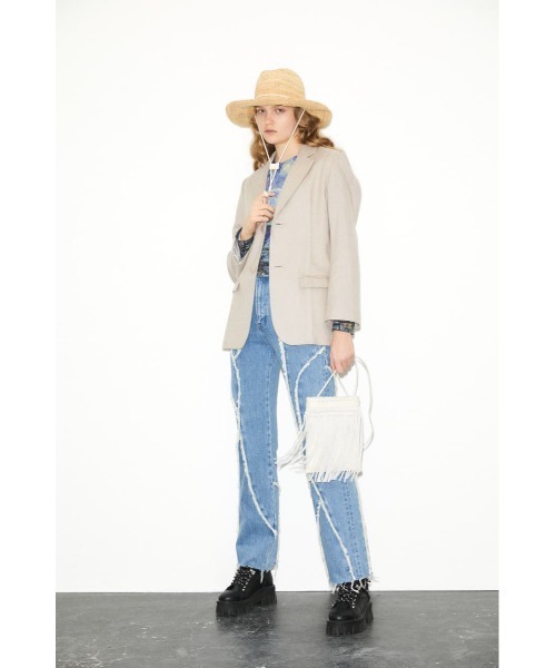 MOUSSY（マウジー）の「PATCHWORK HW FLARE（デニムパンツ・レディース・ブルー・1/2/0）」の2枚目の写真