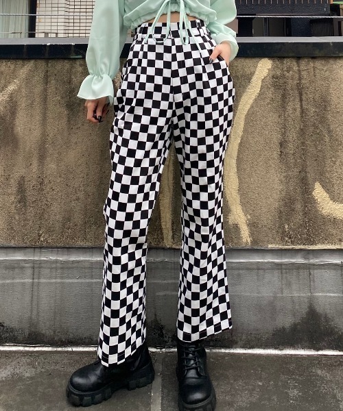 WAAC 白黒チェック柄パンツ サイズ3 セール】WC/フラッグチェックパンツ（スラックス）｜WC（ダブル シー
