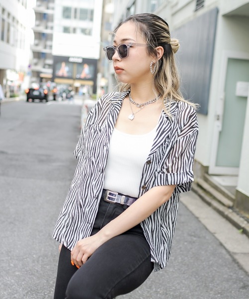 RASVOA(ラスボア)の「ゼブラオープンシアーシャツ(シャツ/ブラウス・レディース・グリーン/ブラウン/ブラック・FREE)」の16枚目の写真