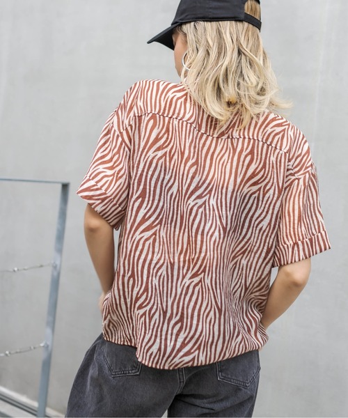 RASVOA(ラスボア)の「ゼブラオープンシアーシャツ(シャツ/ブラウス・レディース・グリーン/ブラウン/ブラック・FREE)」の11枚目の写真