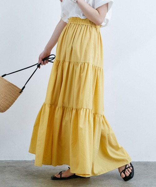 VIS（ビス）の「シャンブレーローンティアードスカート（スカート