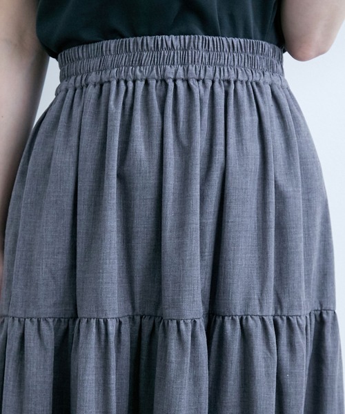 VIS（ビス）の「シャンブレーローンティアードスカート（スカート・レディース・チャコールグレー/ベージュ系その他/ブルー/イエロー・FREE）」の5枚目の写真