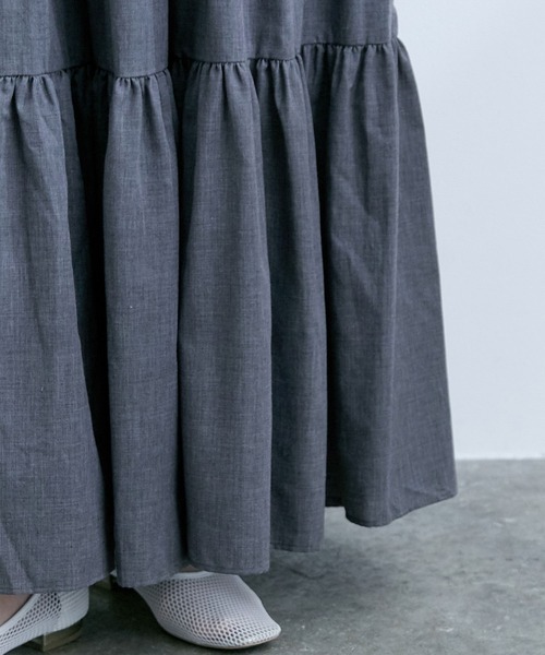 VIS（ビス）の「シャンブレーローンティアードスカート（スカート・レディース・チャコールグレー/ベージュ系その他/ブルー/イエロー・FREE）」の18枚目の写真