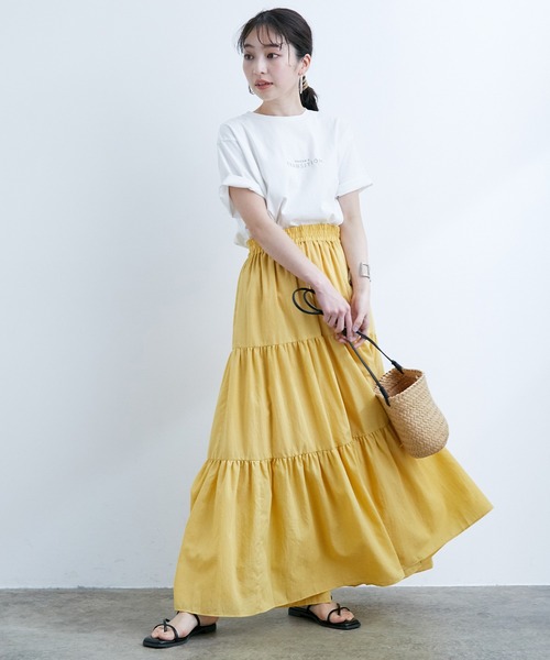 VIS（ビス）の「シャンブレーローンティアードスカート（スカート・レディース・チャコールグレー/ベージュ系その他/ブルー/イエロー・FREE）」の6枚目の写真