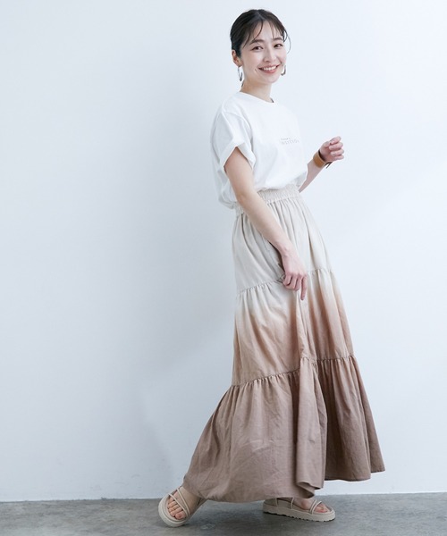 VIS（ビス）の「シャンブレーローンティアードスカート（スカート・レディース・チャコールグレー/ベージュ系その他/ブルー/イエロー・FREE）」の19枚目の写真