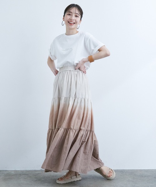 VIS（ビス）の「シャンブレーローンティアードスカート（スカート・レディース・チャコールグレー/ベージュ系その他/ブルー/イエロー・FREE）」の8枚目の写真