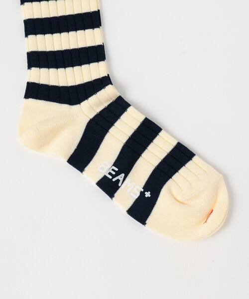 BEAMS PLUS(ビームスプラス)の「BEAMS PLUS / リブ ボーダーソックス(ソックス/靴下・メンズ・インディゴブルー/マスタード/ホワイト/ワイン/グリーン/イエロー系その他6/ブラック・ONE SIZE)」の12枚目の写真