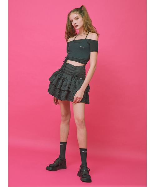 CRANK（クランク）の「『CRANK/クランク』LAYERED OFF SHOULDER/レイヤードオフショルダートップ（その他トップス・レディース・ブラック/ベージュ/ピンク・FREE）」の10枚目の写真