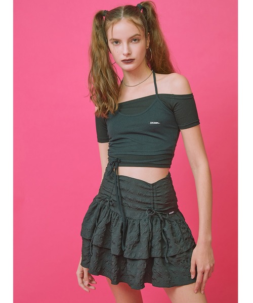 CRANK（クランク）の「『CRANK/クランク』LAYERED OFF SHOULDER/レイヤードオフショルダートップ（その他トップス・レディース・ブラック/ベージュ/ピンク・FREE）」の11枚目の写真