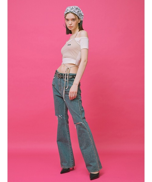 CRANK（クランク）の「『CRANK/クランク』LAYERED OFF SHOULDER/レイヤードオフショルダートップ（その他トップス・レディース・ブラック/ベージュ/ピンク・FREE）」の12枚目の写真